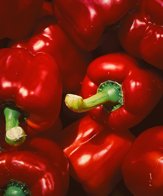 Poivrons comme légumes frais de fond d'aliments biologiques sains au régime alimentaire et à l'agriculture du marché des agriculteurs