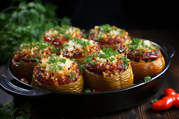 Poivrons remplis méditerranéens avec couscous