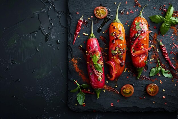 Photo des poivrons rouges chauds générés par l'ia