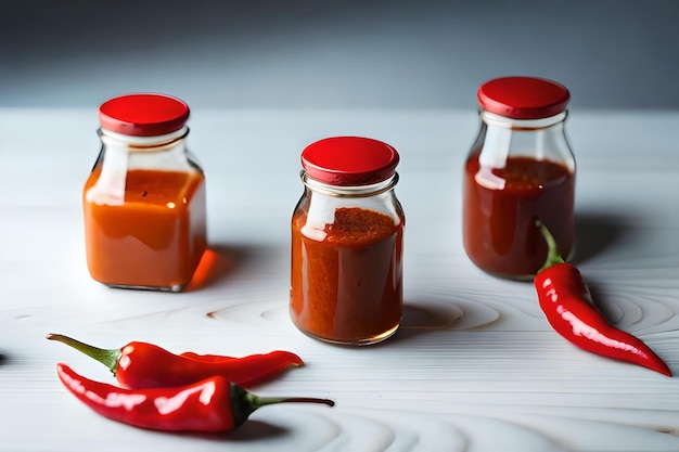 Photo poivrons rouges dans un bocal en verre, dont l'un dit 