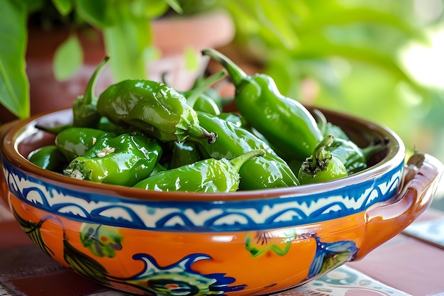 Des poivrons verts bouillonnants dans une fête de tapas