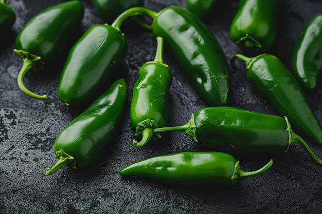 poivrons verts sur une surface noire