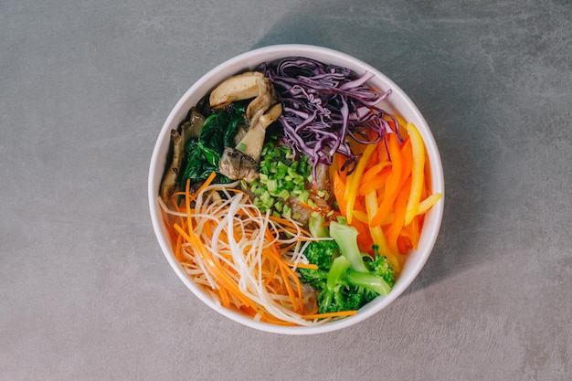 Poke bowl aux légumes riz et champignons