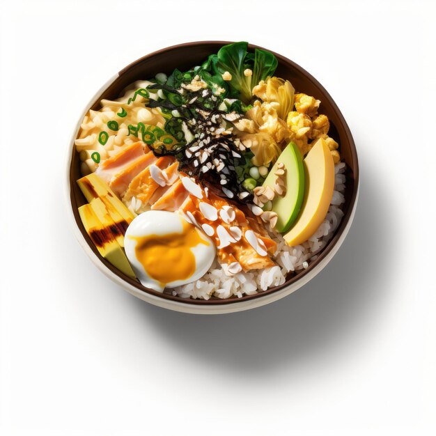 Poke Bowl Illustration isolée AI générative