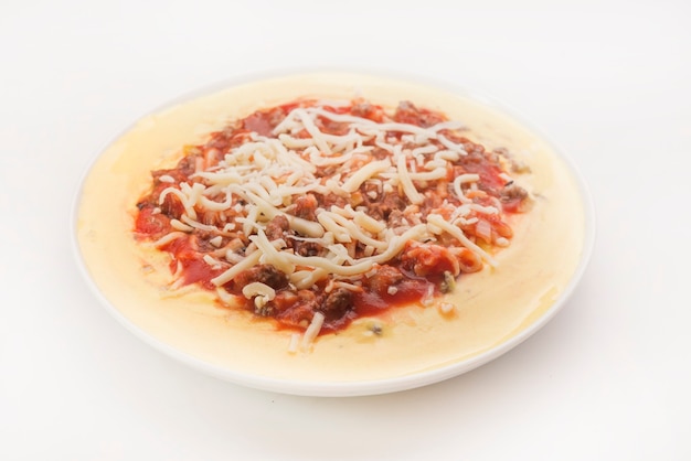 Polenta au fromage de tomate et émincé