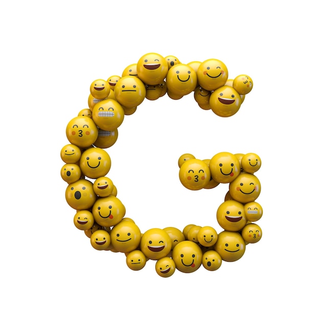 Police de caractère emoji lettre G rendu 3D