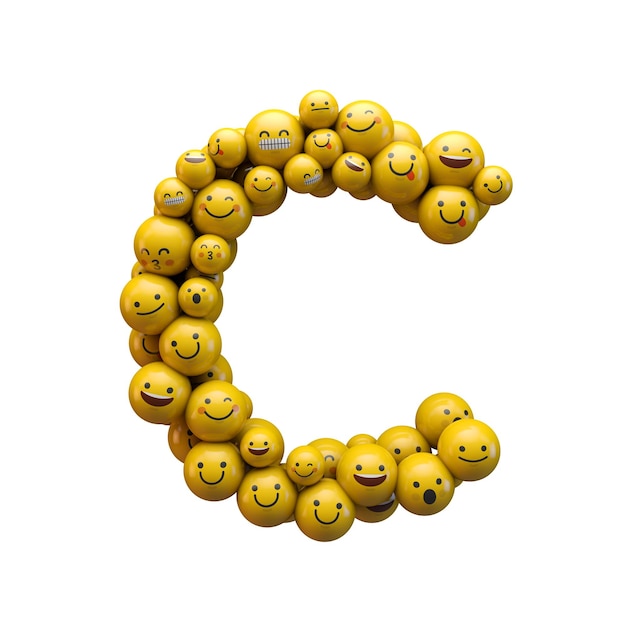 Police de caractère emoji lettre C rendu 3D