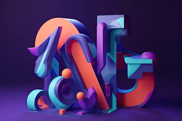 Police de caractères géométrique abstraite avec des formes de lettres fluides et abstraites créées avec une IA générative