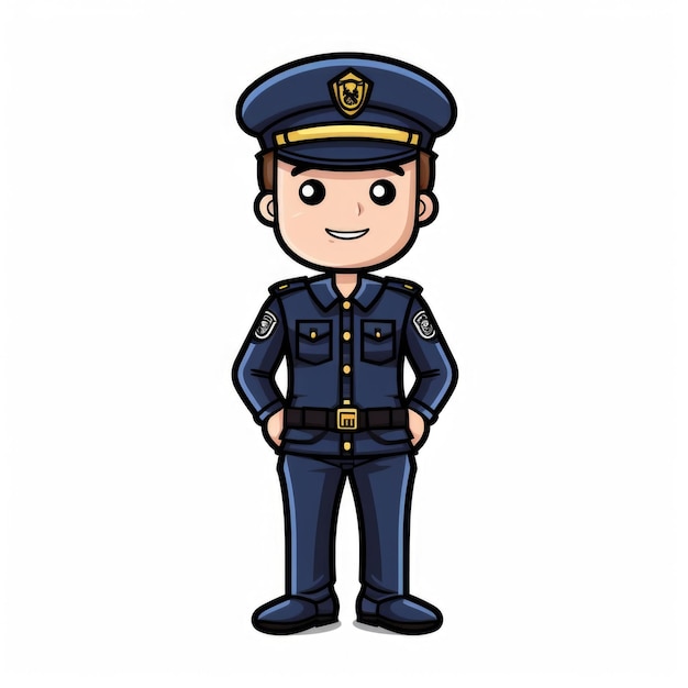 Un policier isolé, un personnage de dessin animé.