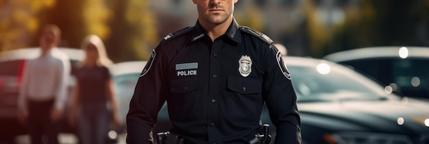 Photo un policier se tient devant un policier.