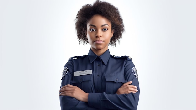 Photo une policière isolée sur un fond blanc.