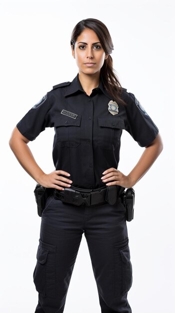 une policière avec sa main sur sa hanche