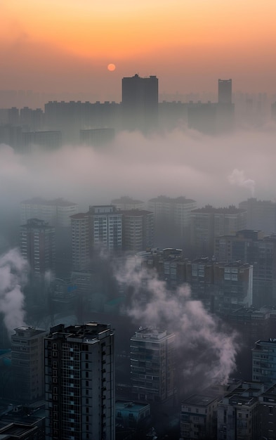 Photo pollution de l'air dans la ville