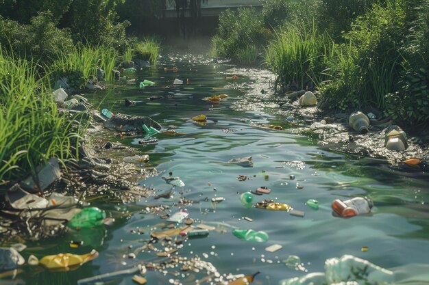 pollution dans la rivière