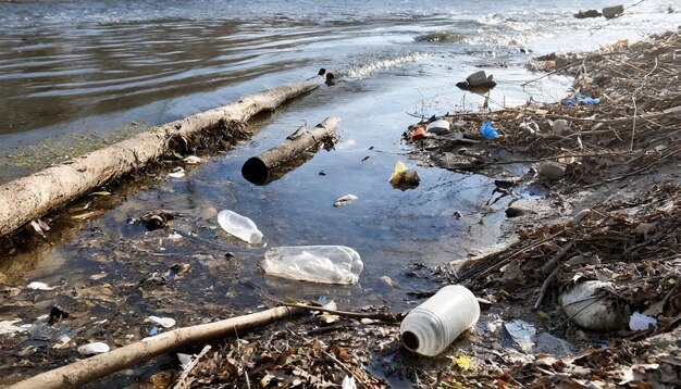 à la pollution de l'eau par les déchets dans la rivière