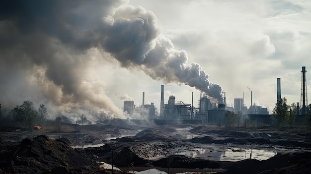 Pollution environnementale et extérieur industriel à la lumière du jour
