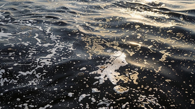 Photo pollution de la mer grandes taches de mucilage à la surface de l'eau mer méditerranée