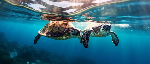 Photo la pollution des océans est une catastrophe écologique des sacs en plastique une tortue entourée