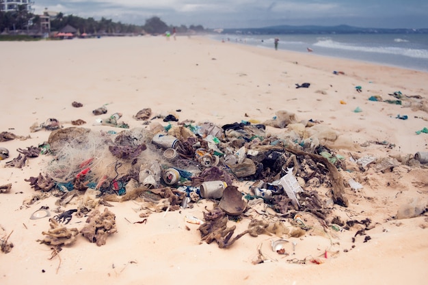 Pollutions et déchets dans la mer et sur la plage