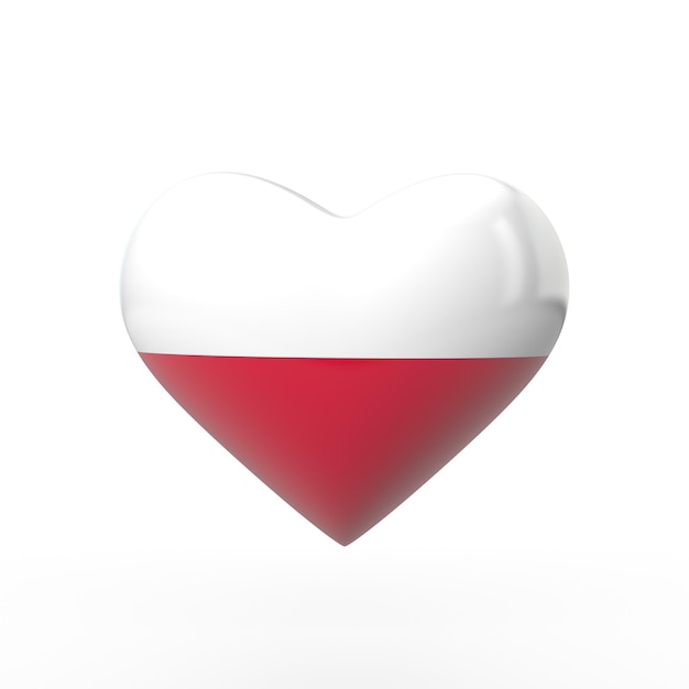 Pologne coeur drapeau rendu 3D