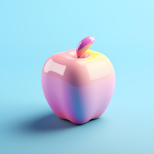 Une pomme 3d avec une texture brillante rose