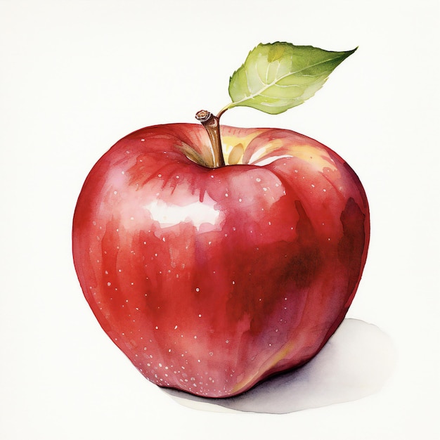 pomme à l'aquarelle sur fond blanc