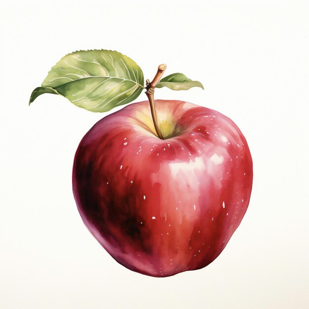 pomme à l'aquarelle sur fond blanc