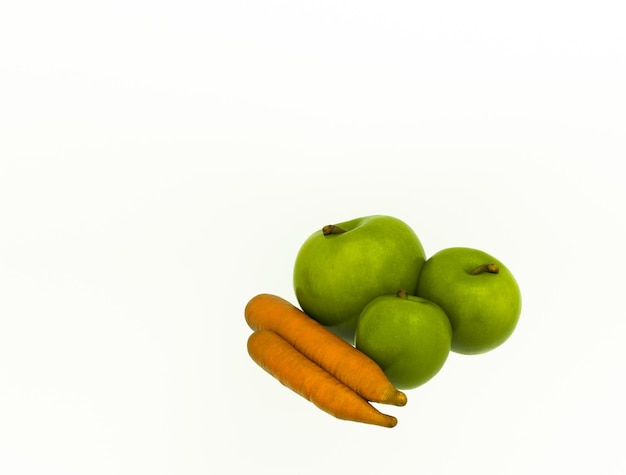 Pomme carotte isolé sur blanc