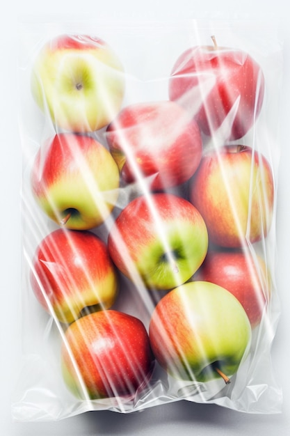 Pomme dans un sac en plastique Ai générative