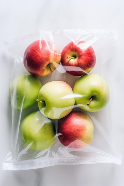 Pomme dans un sac en plastique Ai générative