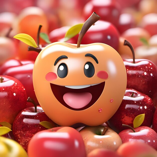 Pomme emoji rire heureux