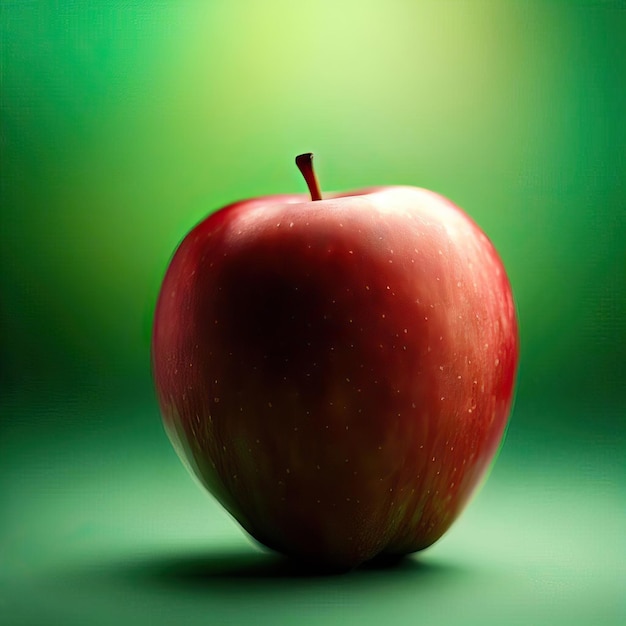 une pomme avec un fond vert et un fond vert IA générative