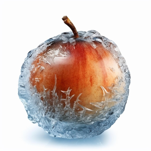 Une pomme avec de la glace dessus