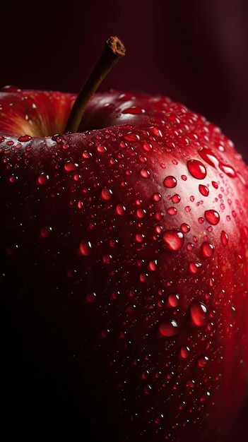 Pomme avec des gouttes d'eau sur le dessus