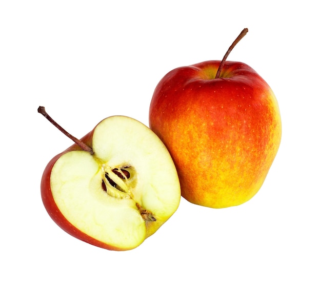 Pomme jaune et portion de pommes