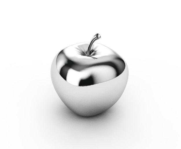 Pomme Metall isolé sur fond blanc rendu 3D