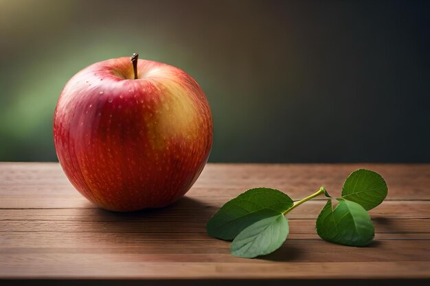 Une pomme mordue est placée sur la table.