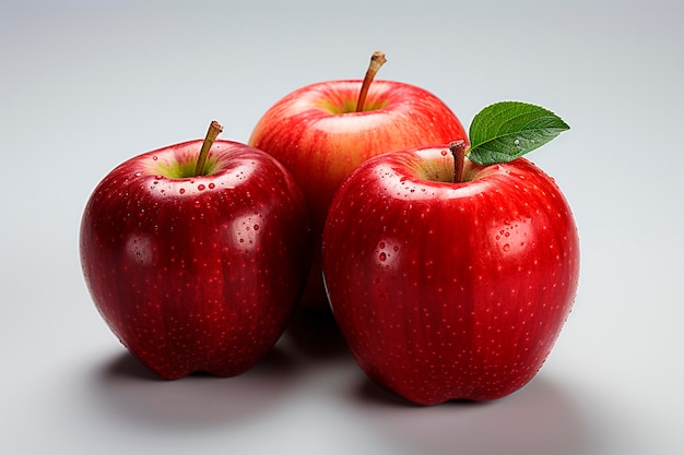 Pomme mûre rouge sur une surface en bois avec un beau fond de paysage
