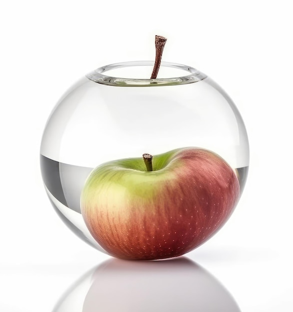 Pomme naturelle à l'intérieur d'une boule de verre en forme de pomme
