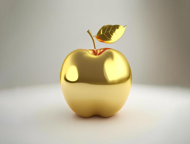 Pomme d'or sur fond blanc généré par l'IA