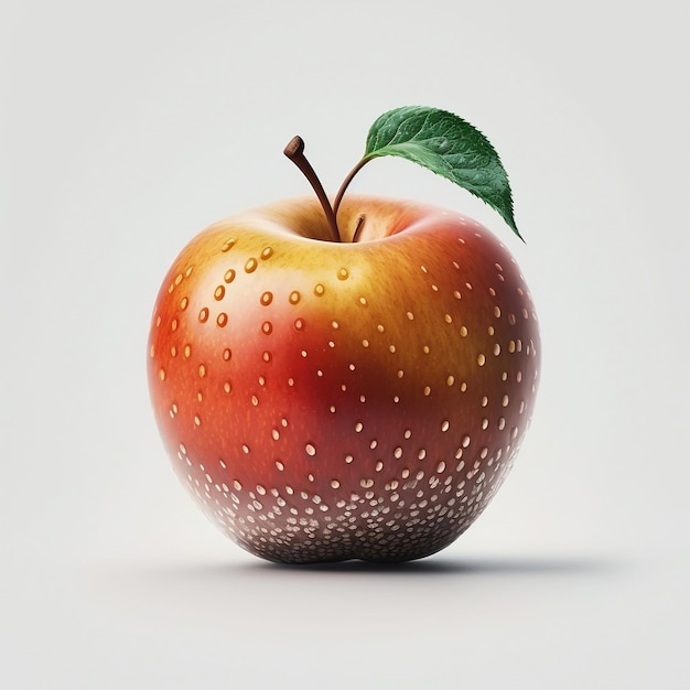 Une pomme posée sur une surface de couleur blanche AI