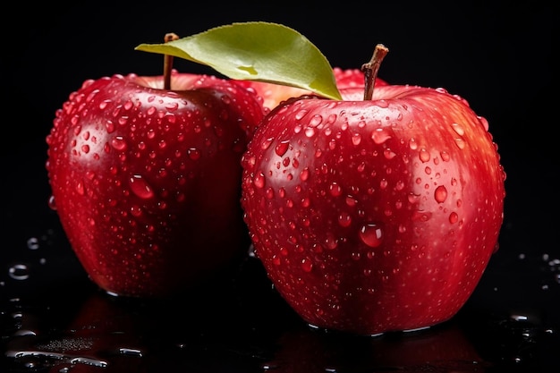 Une pomme rouge assise sur une table AI