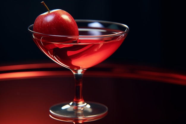 Photo une pomme rouge au fond d'un cocktail.