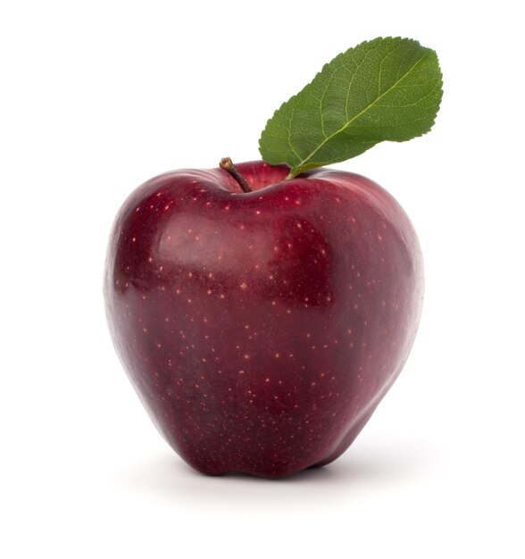 Pomme rouge douce avec feuille verte