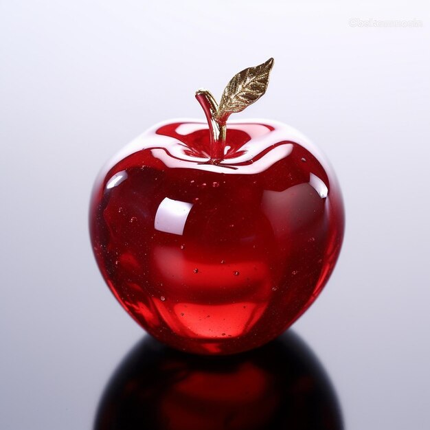 une pomme rouge avec une feuille sur elle qui dit pomme.