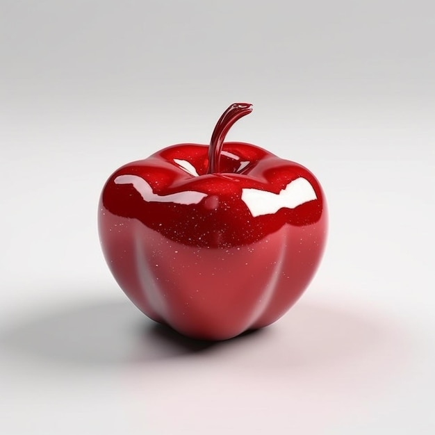 une pomme rouge avec un fond blanc et un fond blanc.