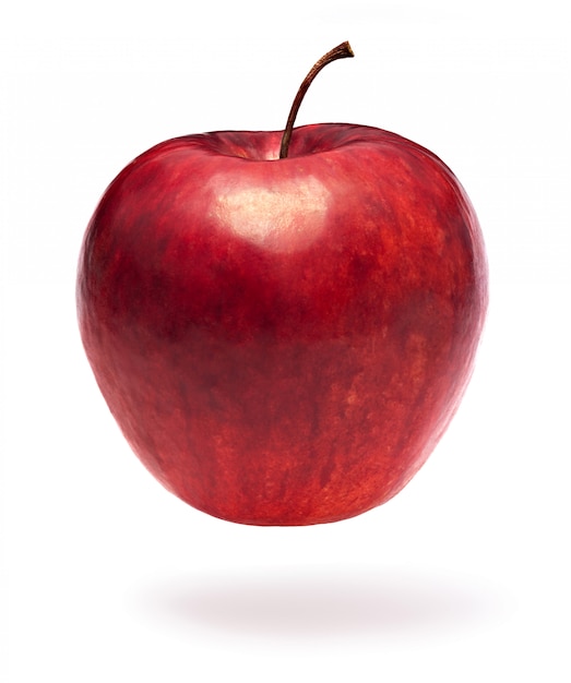 Pomme rouge sur fond blanc