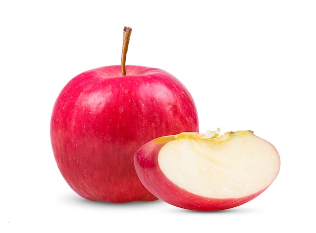 Pomme rouge sur fond blanc