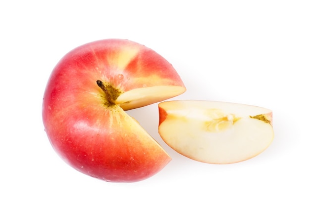 Pomme rouge sur fond blanc