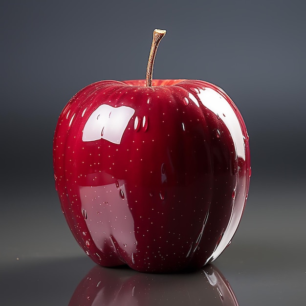 pomme rouge sur fond noir pomme rouge avec des gouttes d'eau ai ai généré gen